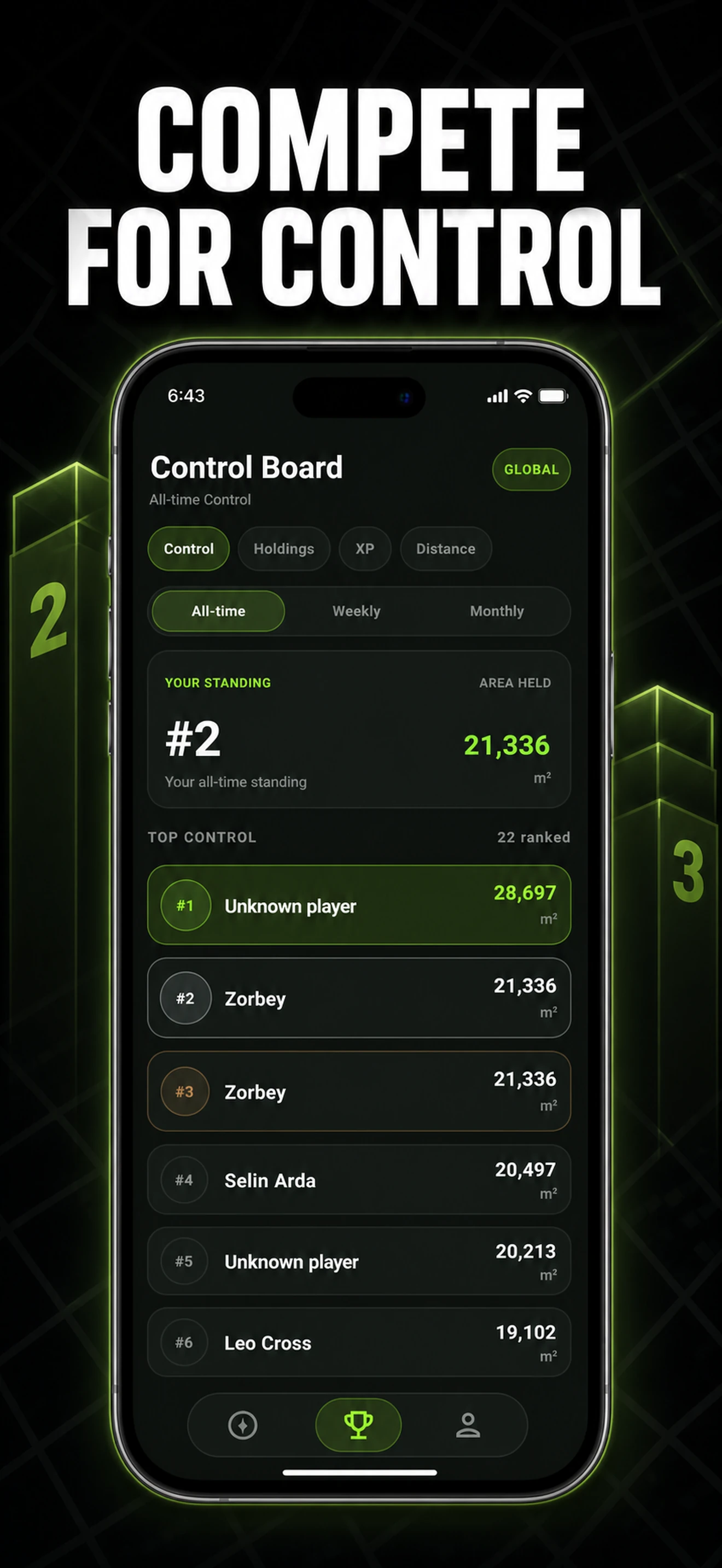 Walk and Conquer Control Board leaderboard